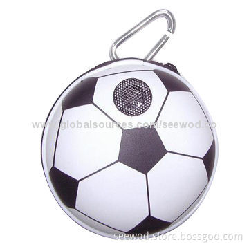 Portable football speaker case, measures 12x12x5.8cm